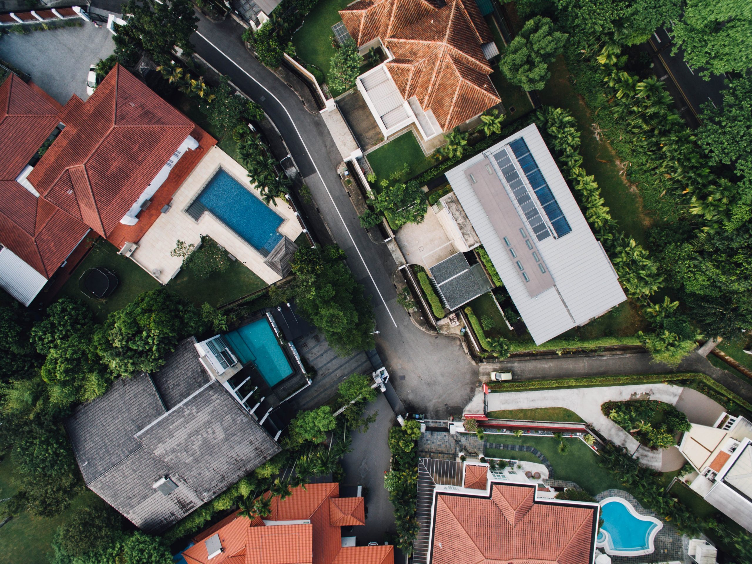 Photo of aerial view of Singapore Landed Houses
